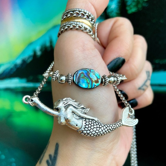 Mermaid abalone necklace . Double layer necklace with genuine blue abalone shell - Picture 13 of 15